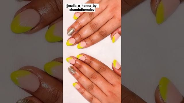 Neon French gel nail extensions @nails_n_henna_by_chandnihemdev смотреть онлайн