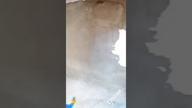 Штукатурка стены до и после.