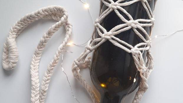 Авоська в технике макраме для бутылки/овощей/фруктов