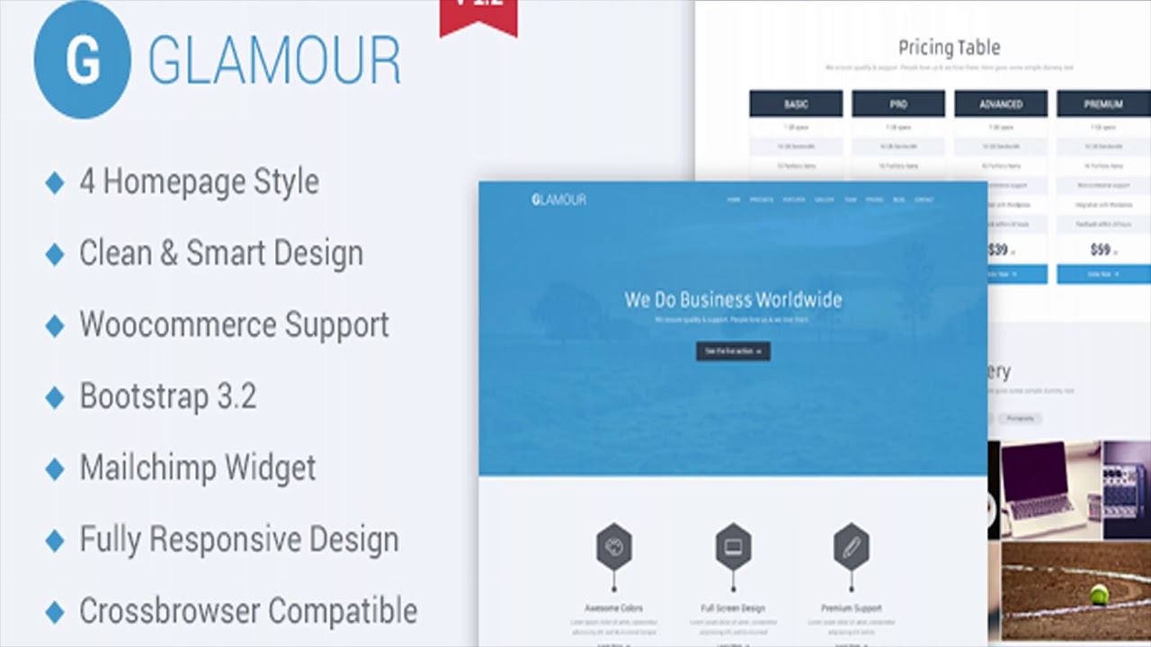 Glamour Responsive Parallax WP Business Template | Themeforest Website Templates And Themes
