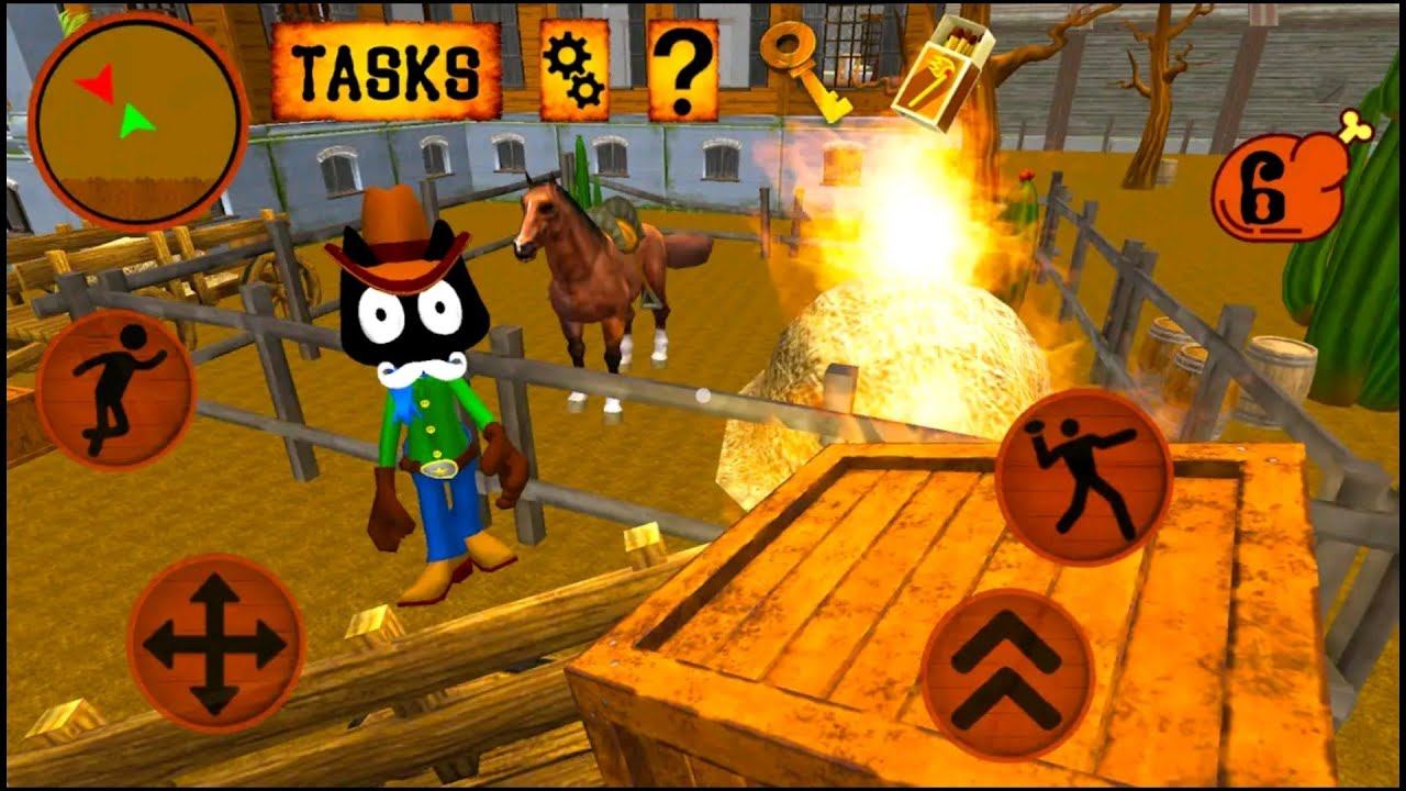 Cat Cowboy Cartoon Neighbor Escape - Level 5 - Gameplay смотреть онлайн
