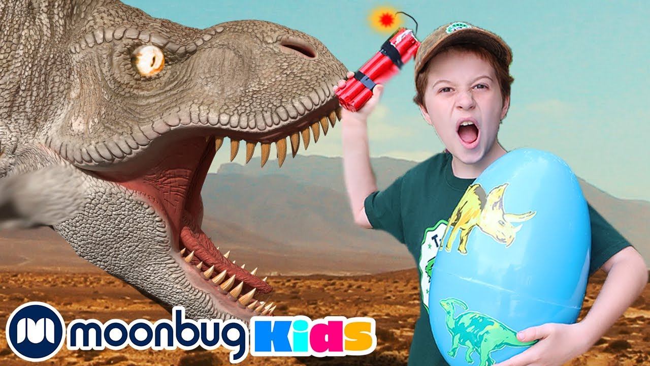 Dinosaur Surprise Egg Hunt with Dynamite | Jurassic Tv | Dinosaurs and Toys | T Rex Family Fun смотреть онлайн