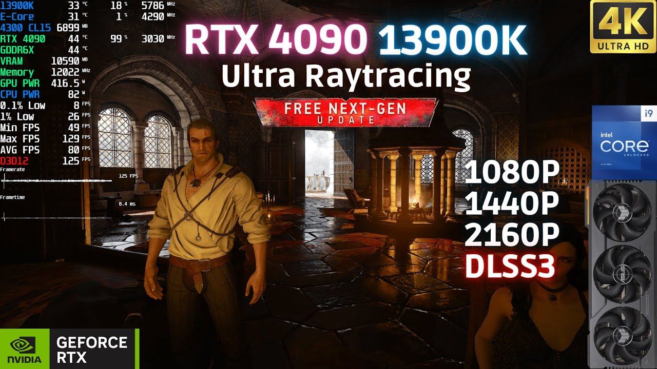 The Witcher 3 Next Gen - Ultra Raytracing 1080p 1440p 4K DLSS3 | RTX 4090 | 13900K 5.8GHz смотреть онлайн