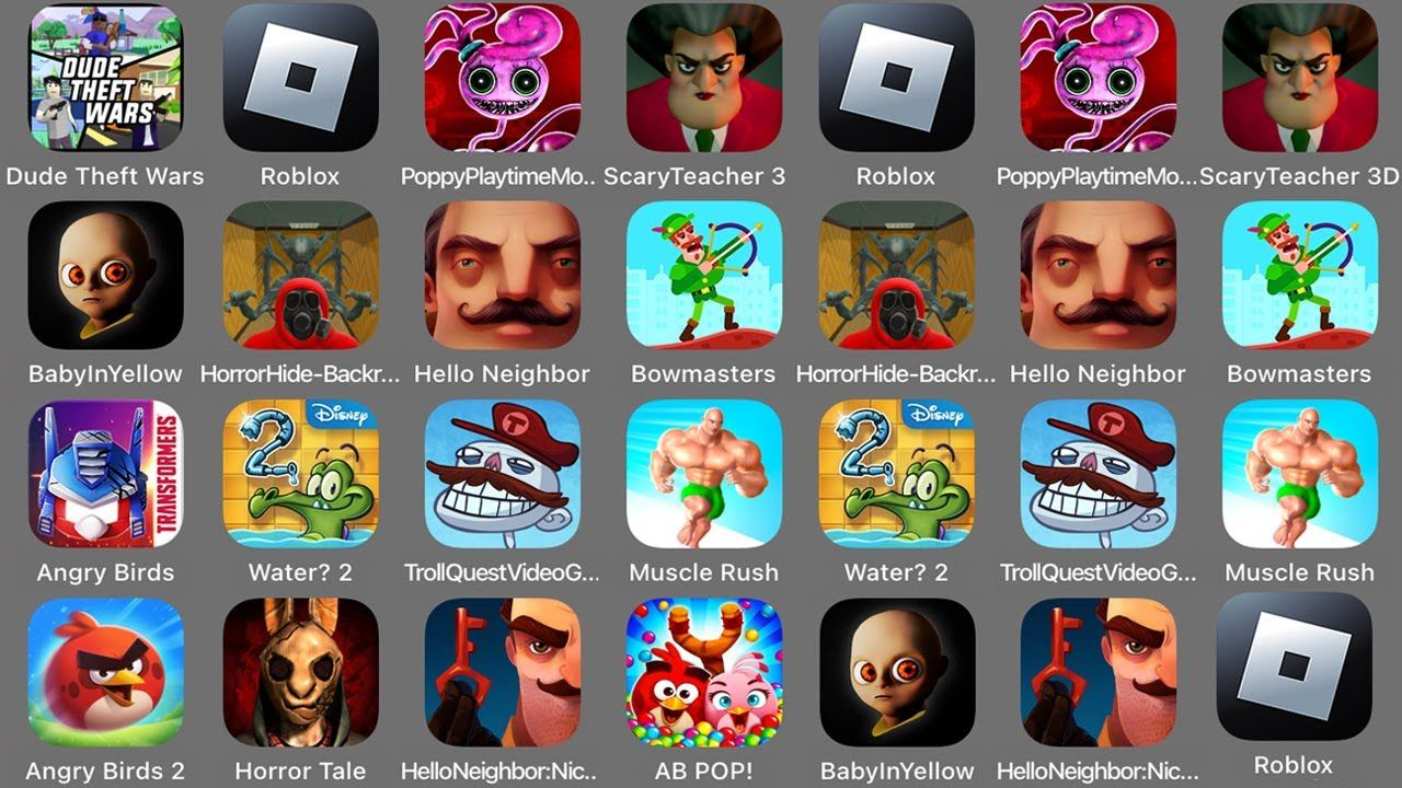 Dude theft wars , Roblox , Poppy Playtime Chapter2 , Hello Neighbor , Scary teacher 3d... смотреть онлайн