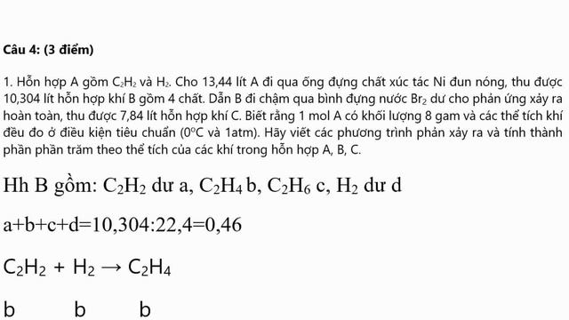 Hỗn hợp A gồm C2H2 và H2 Cho 13,44 lít A đi qua ống đựng chất xúc tác Ni đun nóng, thu được 10,304 смотреть онлайн