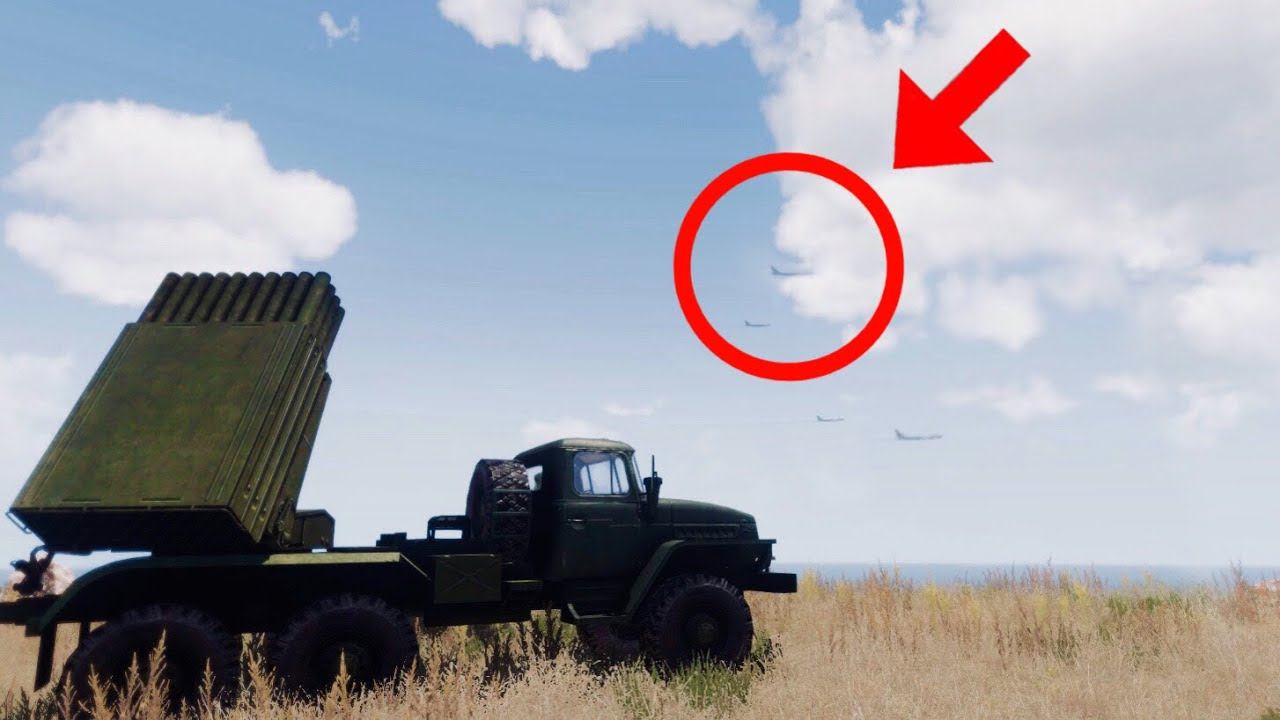 3 Ukrainian multiple launch rocket systems destroyed a Russian convoy - ARMA 3 смотреть онлайн