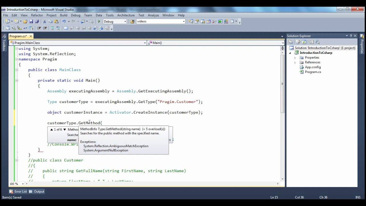 Part 55 C# Tutorial Late binding using reflection смотреть онлайн