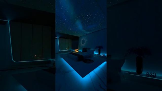 Bedroom with LED lighting in several colors and controlled by remote control смотреть онлайн