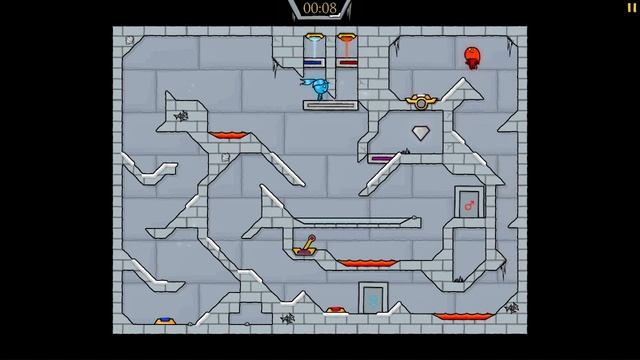 Перед нами мёрзнет лёд! Огонь и Вода 3: уровень 12 Fireboy & Watergirl 3: Ice Temple level 12 смотреть онлайн