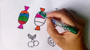 Рисуем, раскрашиваем фрукты и конфетки для детей и малышей