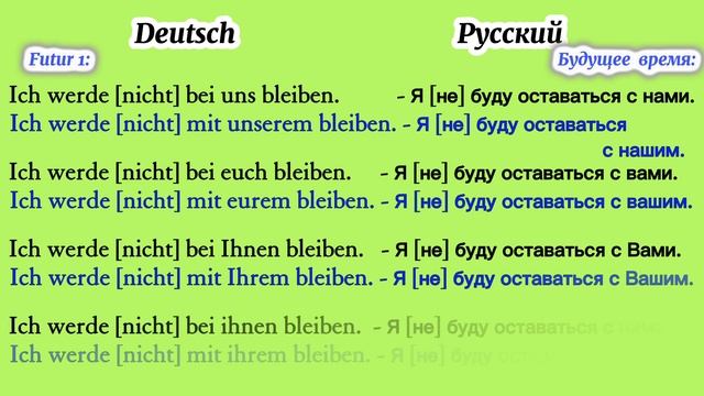 Bleiben - Оставаться. Учим немецкий язык. Спряжение глагола. смотреть онлайн