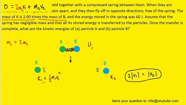 Particle A and particle B are held together with a compressed spring between them. When they are re смотреть онлайн