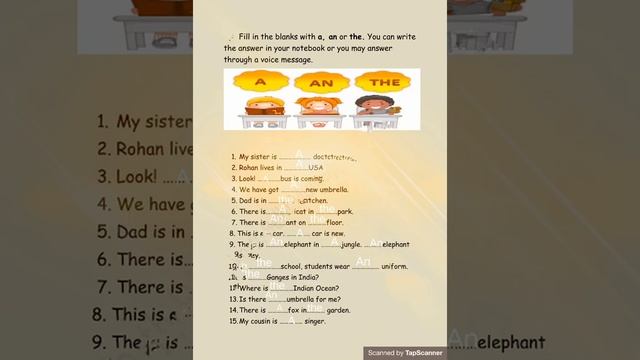 use of articles A / an / the English grammar fill in the blanks with answer / sentence смотреть онлайн