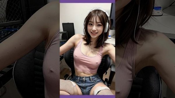 【AI美女】ノーブラ散歩、ゲーム配信準備中編✨️ 【AIグラビア】 #ai美少女