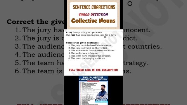 Collective Nouns | Error Detection | Sentence Correction | English with Naseeb #css #grammar #pcs смотреть онлайн