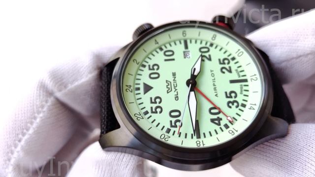 Glycine Airpilot GMT GL0439 Men's Watch | Чёрные Швейцарские Мужские Часы-Пилоты Гляйсин Глицин смотреть онлайн