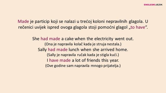 Objašnjenje nepravilnih glagola MAKE, MADE, MADE na engleskom jeziku смотреть онлайн