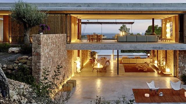 concrete house with opens its interior as much as possible смотреть онлайн