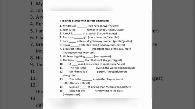 Worksheet of #Adjectives Degrees of Comparison #LET'S PRACTISE GRAMMAR смотреть онлайн