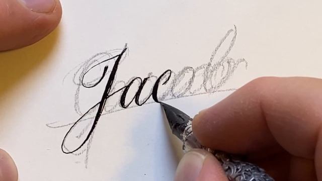 With a Japanese sharp pen, ZEBRA G, I write the name Jacob in calligraphy handwriting. смотреть онлайн