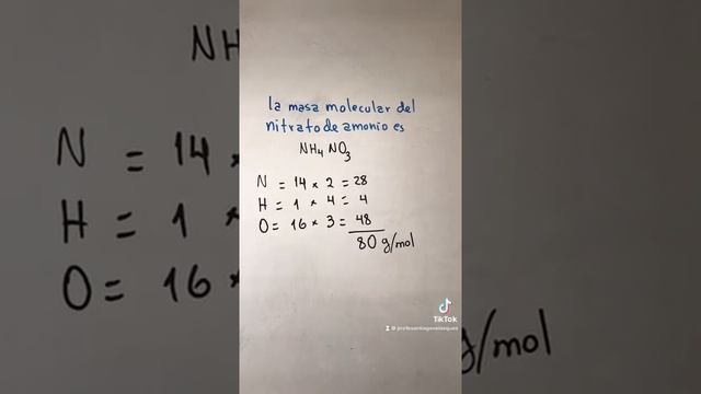 MASA MOLECULAR O PESO MOLECULAR DEL NITRATO DE AMONIO смотреть онлайн