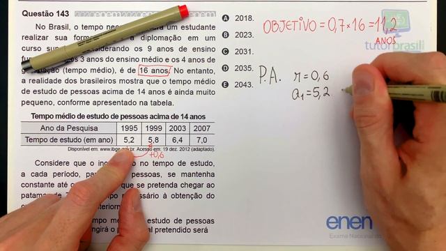 🏃[ENEM 2020] 143 📘 PROGRESSÃO ARITMÉTICA No Brasil, o tempo necessário para um estudante смотреть онлайн