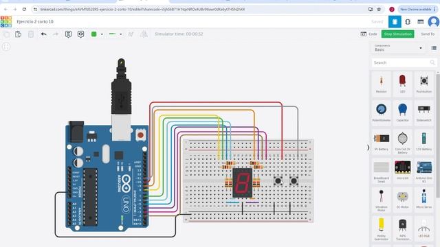Circuit design Ejercicio 2 corto 10 Tinkercad Google Chrome 2024 04 29 22 23 06 смотреть онлайн