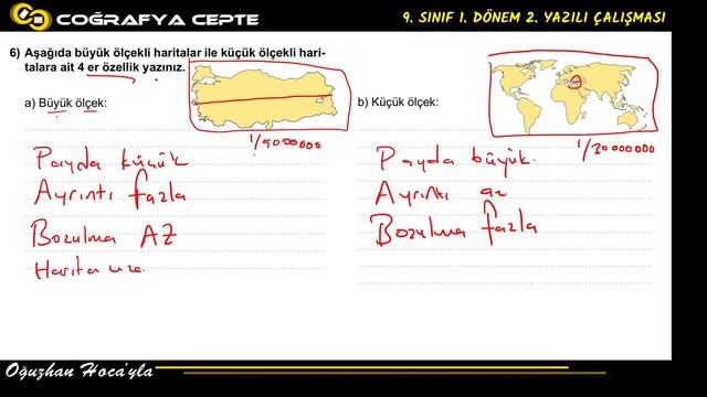 9. SINIF COĞRAFYA 1. DÖNEM 2. YAZILI ÇALIŞMASI