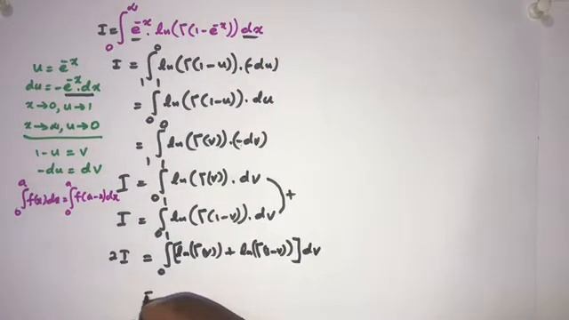Integral e^(-x).ln(gamma(1-e^(-x))) from 0 to Infinity смотреть онлайн