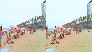 Walking Beach at Topless beach, in Barcelona with Chill Music #VR #4K #3d #3dvideo #stereoscopic