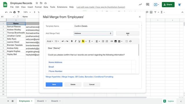 Mail Merge to Emails from Google Sheets using Quicklution's Mail Merge add-on смотреть онлайн