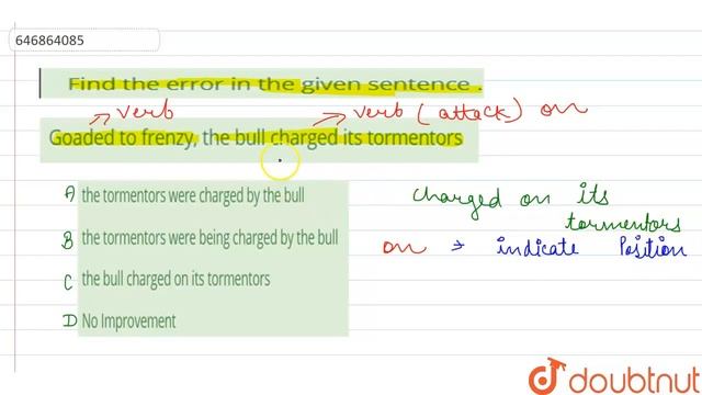 Goaded to frenzy, the bull charged its tormentors | CLASS 14 | IMPROVEMENT OF SENTENCES | ENGLI... смотреть онлайн