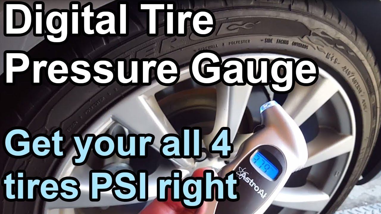 Digital Car Tire Pressure Gauge  - Measure All Four Tires  In Action