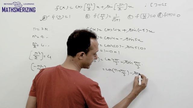 Greatest Integer function: Solved example 1 f(x)=cos[pi^2/2]+sin[-pi^2/2] смотреть онлайн