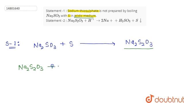 Statement -1 : Sodium thiosulphate is not prepared by boiling `Na_(2)SO_(3)` with S in acidic смотреть онлайн
