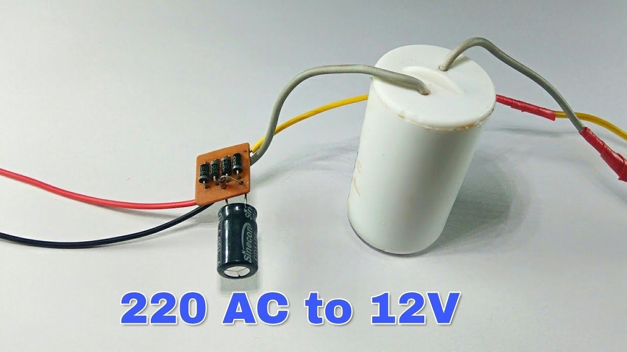 Make 220V ac to 12V dc using Fan capacitor смотреть онлайн
