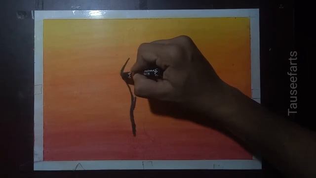 How to draw women with pot, using oil pastels, step by step смотреть онлайн