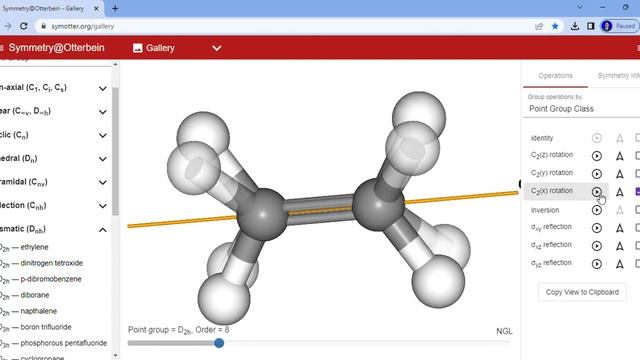 Symmetry for Ethylene Molecule using symotter.org смотреть онлайн