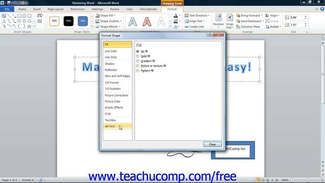 Word 2010 Tutorial The Format Shape Dialog Box-2010 Only Microsoft Training Lesson 13.8 смотреть онлайн
