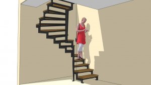 Забежная лестница на ломаном косоуре 180°. п. М.Исаково