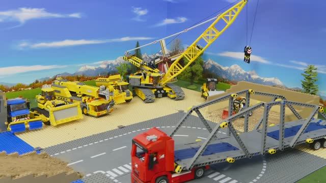 Строительные машины Lego, стройка моста смотреть онлайн