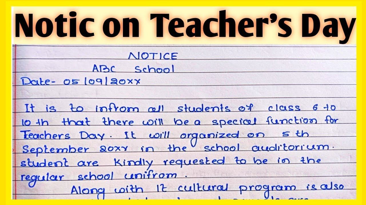 Notic writing on Teacher's Day Celebration l Write a notice on school notice bord Teacher's Day l смотреть онлайн
