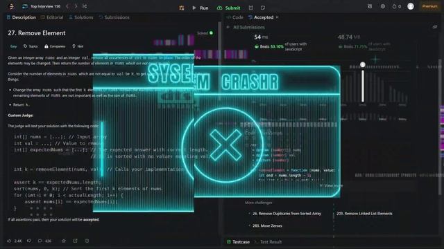 Удалить Нужные Элементы из Массива за O(1) Памяти! Leetcode - Top 150 Interview (27. Remove Element смотреть онлайн