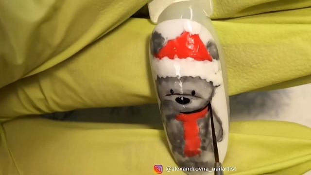Новогодний мишка. Роспись гель-лаками. смотреть онлайн
