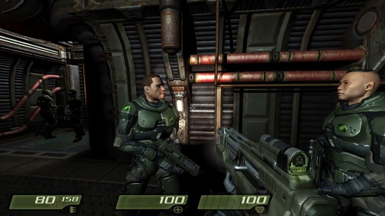 Quake 4 "Remastered" - Perimeter Defense Station Gameplay смотреть онлайн