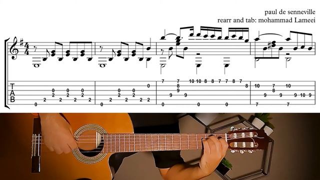 A comme Amour by Paul de Senneville | Fingerstyle guitar tutorial + Sheet & Tab смотреть онлайн