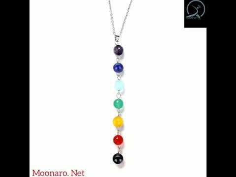 Silver Color Seven Color Stone Chakra Necklaces Pendants Yoga Reiki Healing Balancing 7 Chakra смотреть онлайн