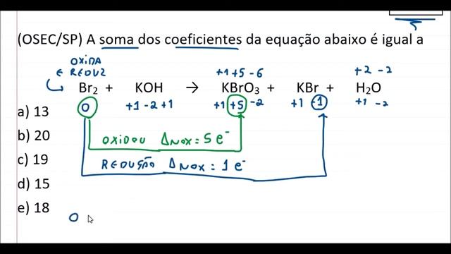 A soma dos coeficientes da equação abaixo é igual a: Br2 + KOH → KBrO3 + KBr + H2O смотреть онлайн