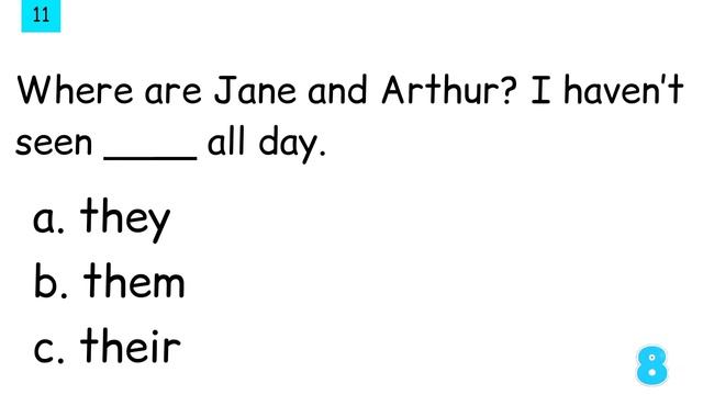 PRONOUNS QUIZ. ENGLISH GRAMMAR TEST.