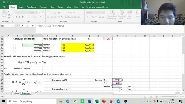 (108) 1 Koefisien fugasitas melalui persamaan virial VLE LLE by Excel Termodinamika Teknik Kimia II смотреть онлайн